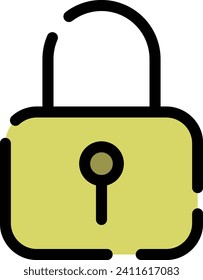Color dotted line icon padlock lock