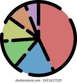 Color dotted line icon pie chart