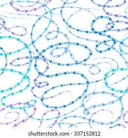 Color dotted lines and curves vector seamless pattern