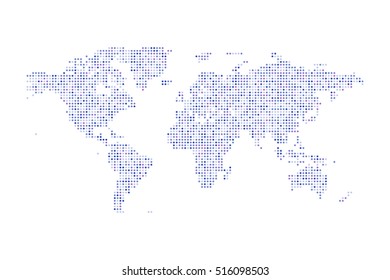 Color dotted Political World Map Vector isolated Illustration.