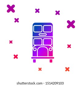 Color Double decker bus icon isolated on white background. London classic passenger bus. Public transportation symbol. Gradient random dynamic shapes. Vector Illustration