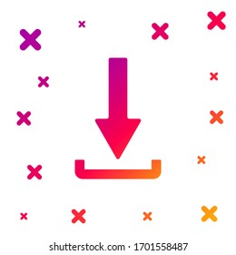 Color Download icon isolated on white background. Upload button. Load symbol. Arrow point to down. Gradient random dynamic shapes. Vector Illustration