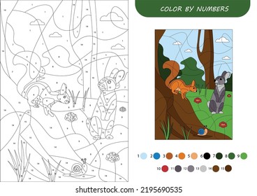 Color draw by nembers for children