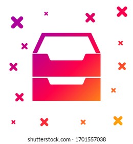 Color Drawer with documents icon isolated on white background. Archive papers drawer. File Cabinet Drawer. Office furniture. Gradient random dynamic shapes. Vector Illustration