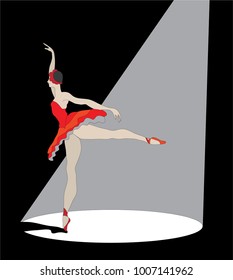 color drawing of a ballerina on the stage