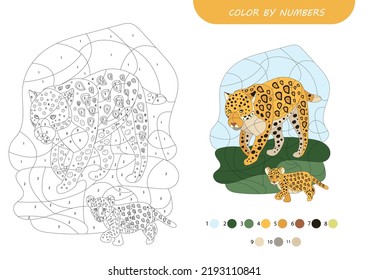 Color drawing by numbers activity for children