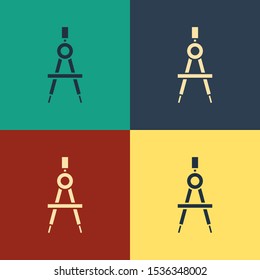 Color Drawing compass icon isolated on color background. Compasses sign. Drawing and educational tools. Geometric instrument. Vintage style drawing. Vector Illustration