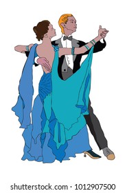 color drawing of dancing couple