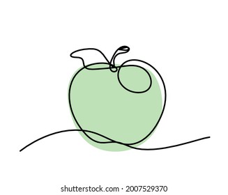 Color drawing line apple on the white background. Vector