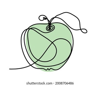 Color drawing line apple on the white background. Vector