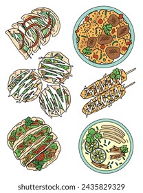 color drawings Mexican food set