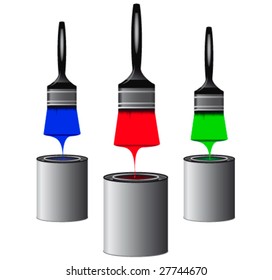 color dripping vector paintbrushes on white