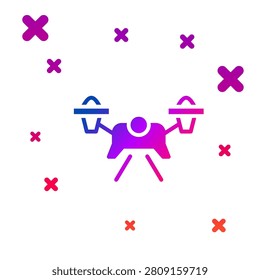 Color Drone flying icon isolated on white background. Quadrocopter with video and photo camera symbol. Gradient random dynamic shapes. Vector