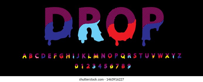  Color drop font and numbers design.