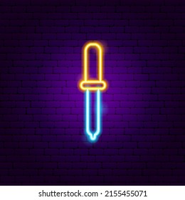 Color Dropper Neon Sign. Vector Illustration Of Pipette Promotion.