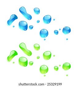 Color drops on white background