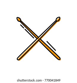 color drumstick object of wooden to play drum