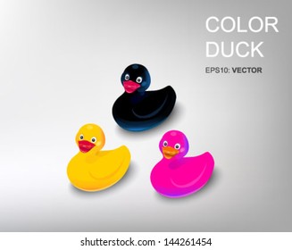 color duck isolated on white background. Vector illustration.