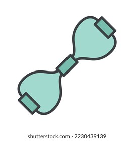 Color dumbbell icon. Inventory for strengthening muscles, active lifestyle, fitness and sports. Exercise machine for training and workout at home and in gym. Cartoon flat vector illustration