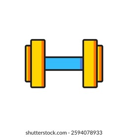 Color Dumbbell icon isolated on white background. Muscle lifting icon, fitness barbell, gym, sports equipment, exercise bumbbell. Flat filled outline style with shadow. Vector