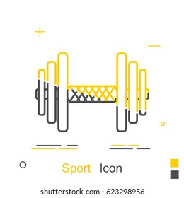 Color dumbbell in a linear style. Line icon. Isolated on white background. Vector illustration.