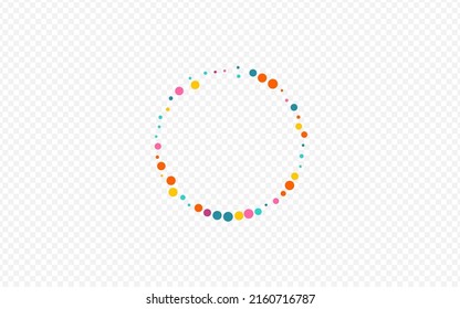 Color Polvo Vector Carnaval Fondo Transparente. Fondo Círculo Festoso. Textura redonda divertida. Fondo de Navidad del Polka Arcoiris.