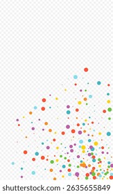 Color Dust Carnaval Vector Transparent Background. Christmas Round Postcard. Fun Dot Card. Rainbow Confetti Transparent Banner.