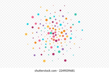 Color Dust Carnival Vector Transparent Background. Invitation Dot Texture. Fun Polka Background. Bright Circle Top Invitation.