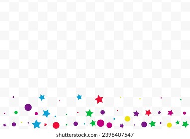 Color Dust Christmas Vector Transparent Background. Festival Circle and Star Background. Fun Splash Pattern. Rainbow Shine Effect Illustration.
