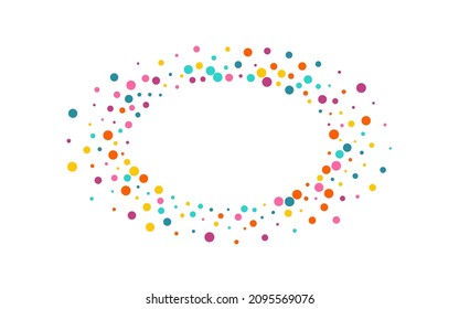 Color Dust Christmas Vector White Background. Carnival Confetti Texture. Carnaval Round Design. Rainbow Polka Celebrate Wallpaper.