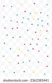 Color Dust Festival Vector Transparent Background. Decoration Circle Design. Carnaval Dot Background. Falling Splash Celebrate Invitation.