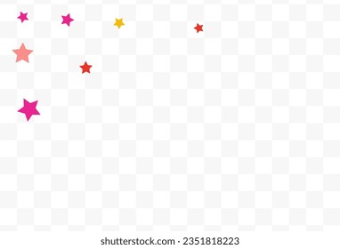 Color Dust Fun Vector Transparent Background. Effect Stars Wallpaper. Abstract Starfall Design. Rainbow Splash Top Card.