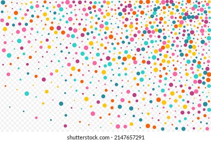 Color Dust Independence Vector Transparent Background. Decoration Polka Invitation. Happy Dot Illustration. Bright Round Abstract Background.