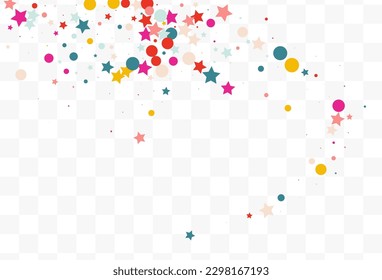 Color Dust Independence Vector Transparent Background. Carnival Stars Banner. Christmas Splash Design. Falling Round Decoration Illustration.