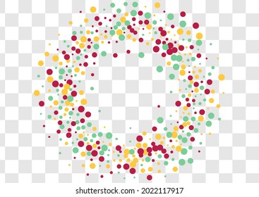 Fondo transparente del vector del polvo de color. Feliz Ilustración de Confetti. Patrón de Ronda de Independencia. Papel de fondo de escritorio amarillo Splash Fun.