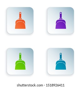 Color Dustpan icon isolated on white background. Cleaning scoop services. Set icons in colorful square buttons. Vector Illustration