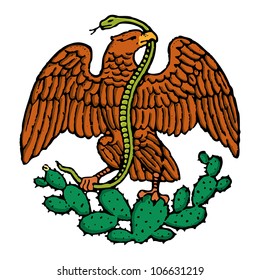 color eagle and snake from mexican flag