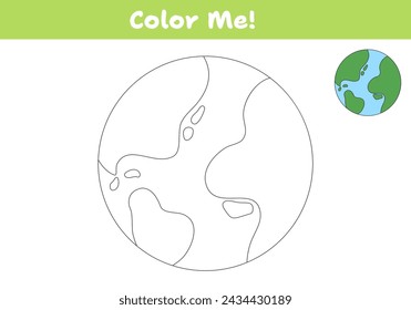 Color the Earth. Coloring book page for children. Vector illustration.