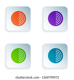 Color Earth structure icon isolated on white background. Geophysics concept with earth core and section layers earth. Set icons in square buttons. Vector Illustration