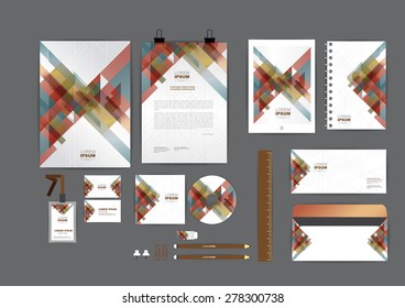 color earth tones corporate identity template  for your business includes CD Cover, Business Card, folder, ruler, Envelope and Letter Head Designs