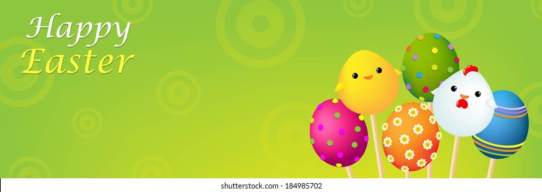 Color Easter Banner, With Gradient Mesh, Vector Illustration