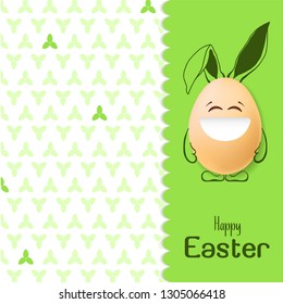 Color Easter card with realistic eggs and hand-drawn elements. Vector