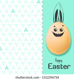 Color Easter card with realistic eggs and hand-drawn elements. Vector