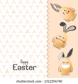Color Easter card with realistic eggs and hand-drawn elements. Vector