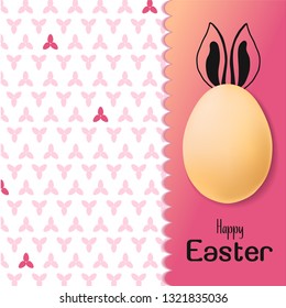 Color Easter card with realistic eggs and hand-drawn elements. Vector