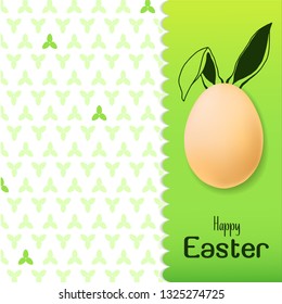 Color Easter card with realistic eggs and hand-drawn elements. Vector