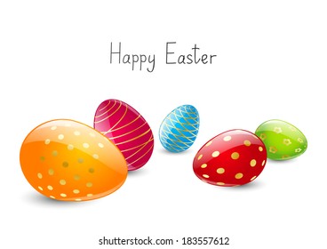 Color Easter eggs on white background