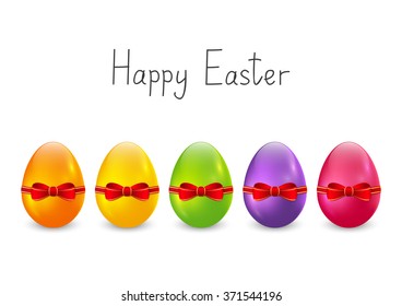 Color Easter eggs on white background