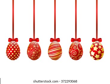 Color Easter eggs on white background