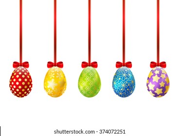 Color Easter eggs on white background